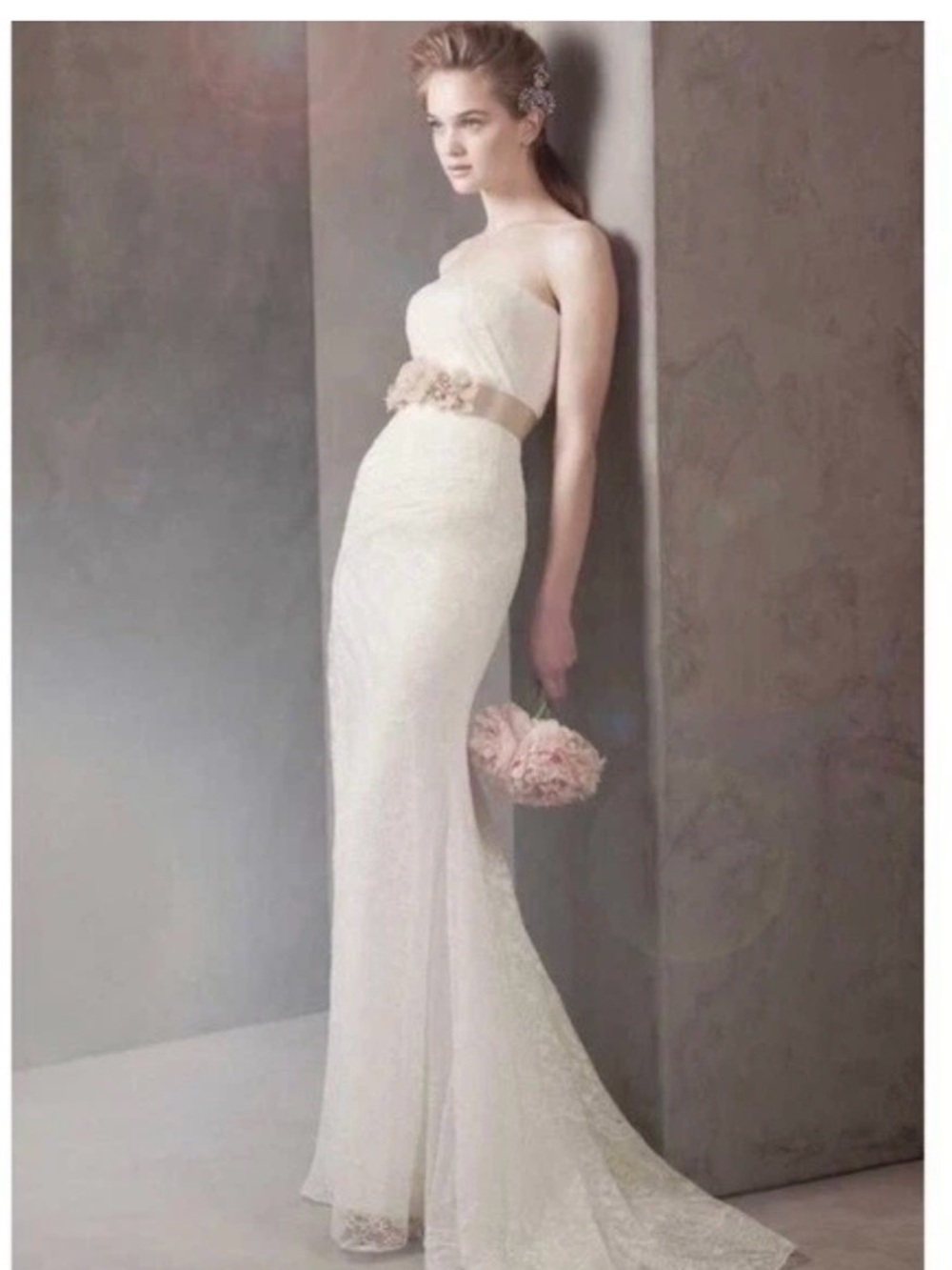 New- never worn- sz 2 Vera Wang Strapless Ivory Lace Bridal Gown David’s Bridal